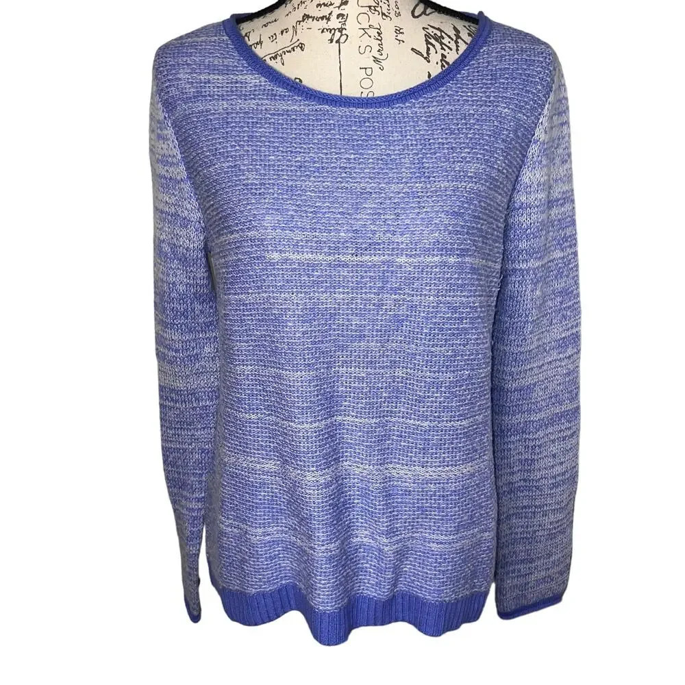 Gap‎ Blue White Wool Blend  Stripe Long Sleeve Ribbed Hem Knit Sweater Women Med